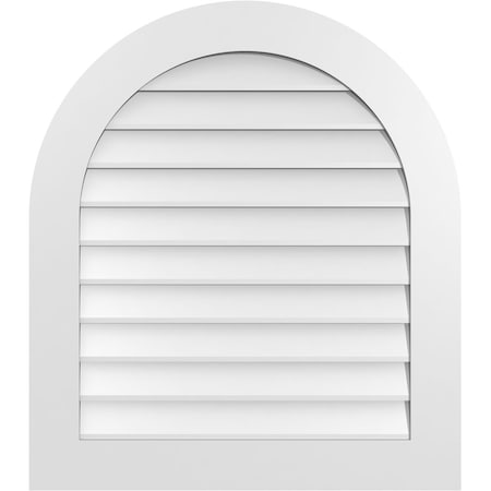 Ekena Millwork Round Top Surface Mount PVC Gable Vent: Non-Functional, w/ 3-1/2"W x 1"P Standard Frame, 30"W x 34"H GVPRT30X3401SN